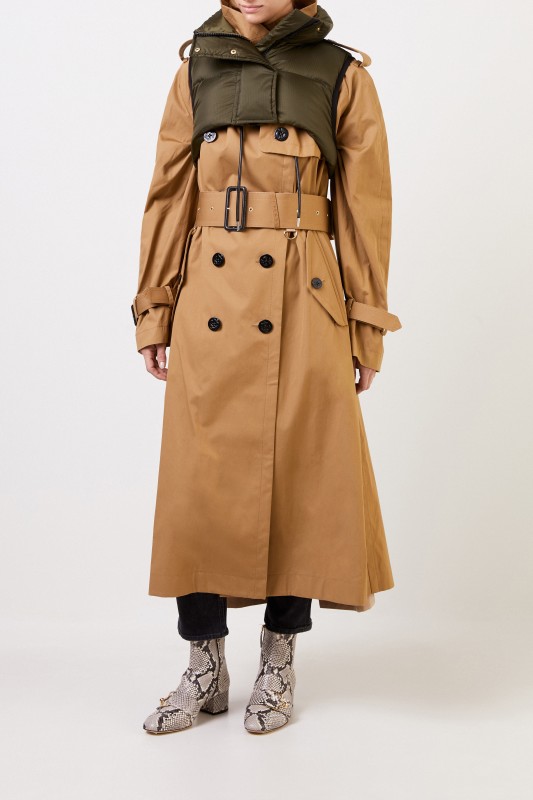 Sacai Trenchcoat mit Westen-Details Beige/Khaki