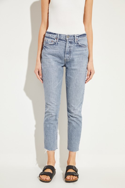 Jeans 'Karolina' mit ausgefransten Säumen Hellblau