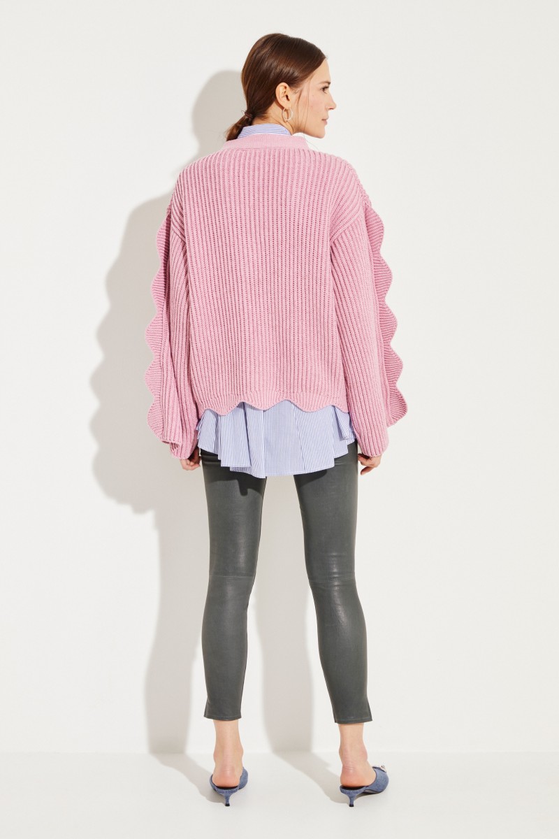 Cardigan mit Muschelsaum Rosé