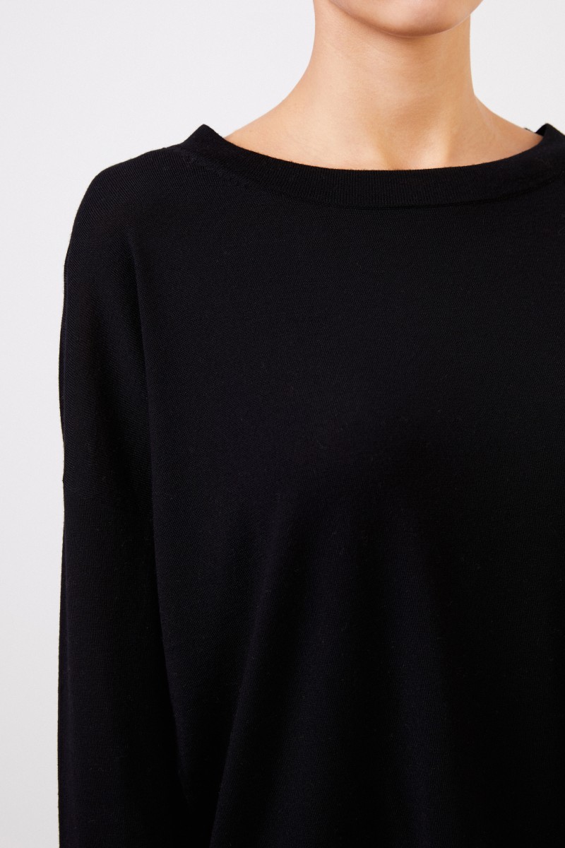 Allude Feiner Woll-Pullover Schwarz