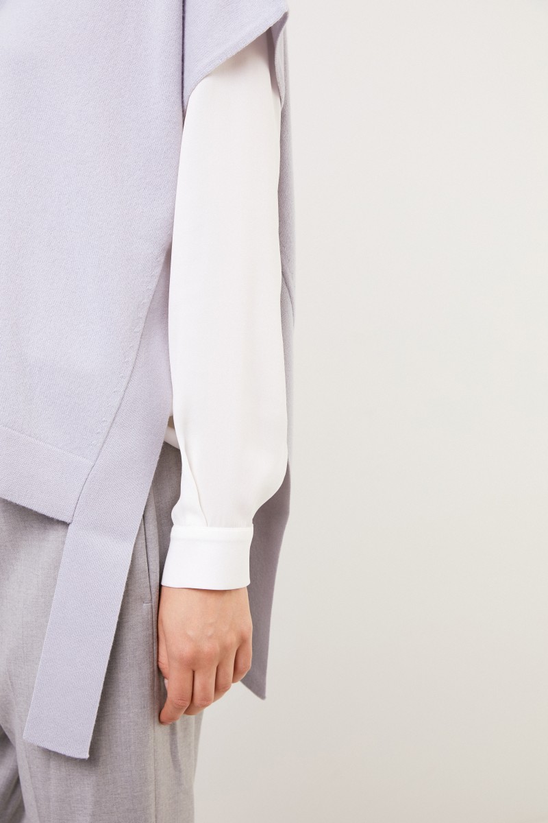 Fabiana Filippi Woll-Seiden-Pullover mit Bindedetail Hellblau/Grau