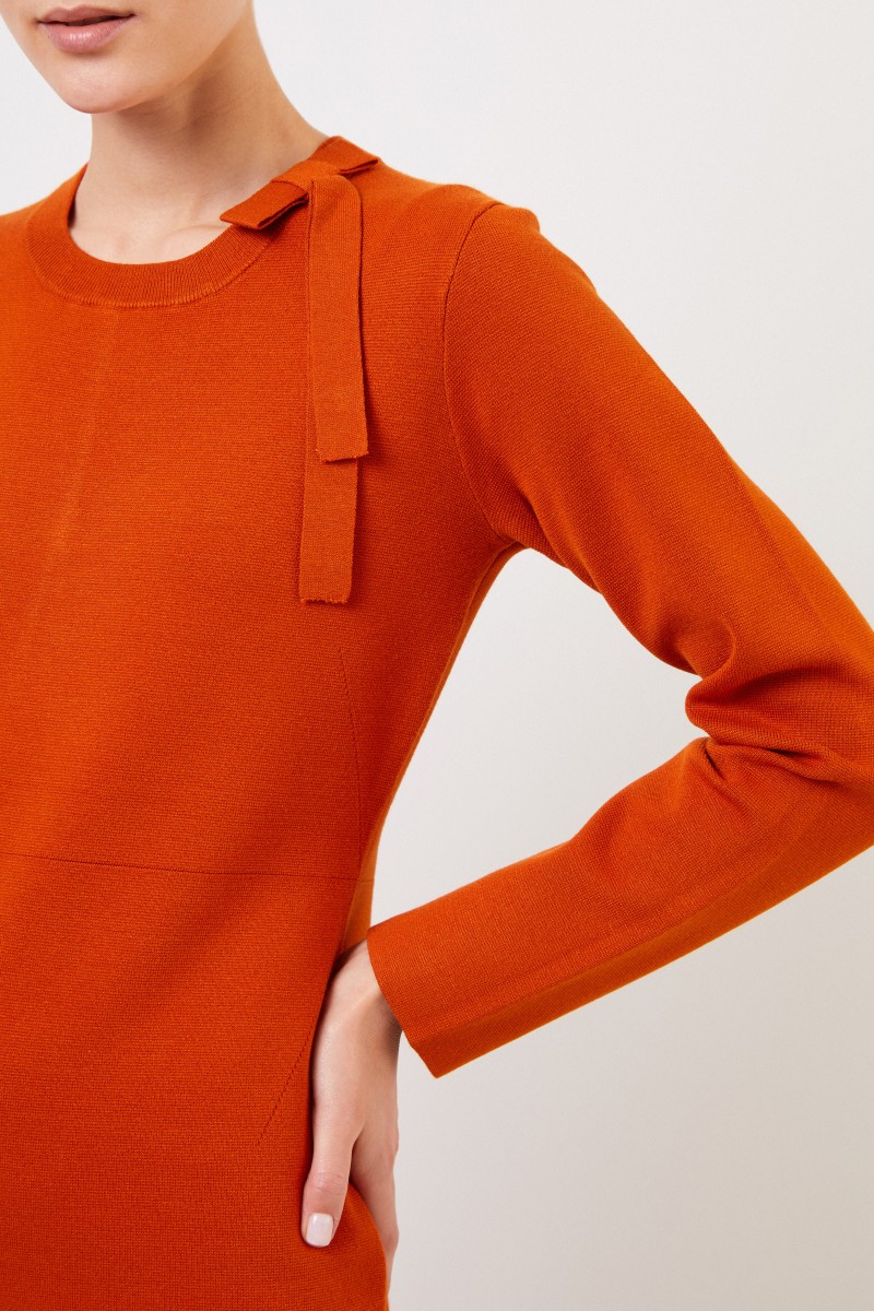 Steffen Schraut Midi-Strickkleid mit Schleifen-Detail Orange