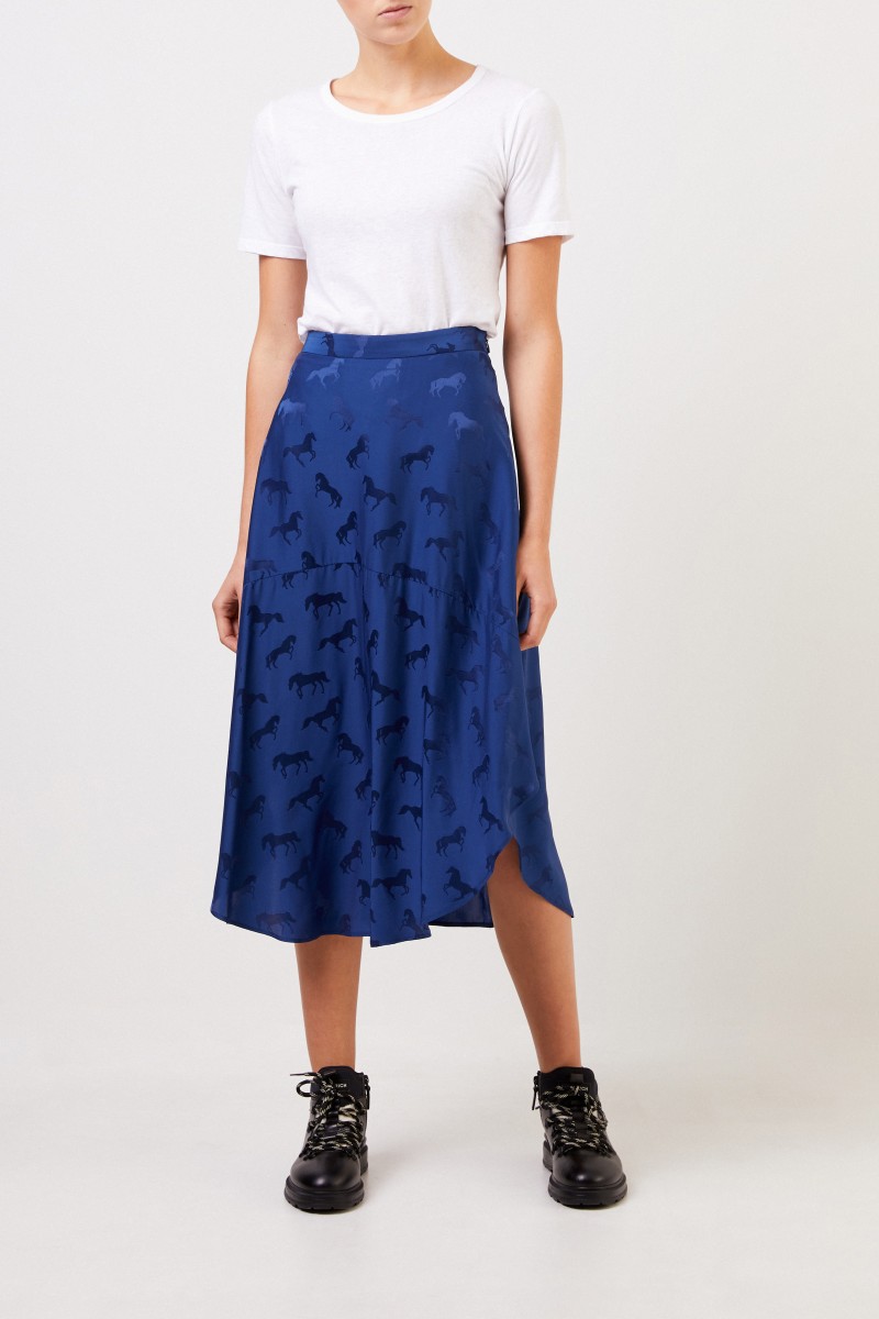 Stella McCartney Seidenrock mit Pferdeprint Blue Note