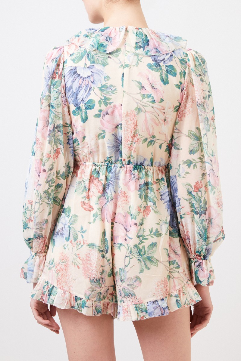 Baumwoll-Seiden-Jumpsuit mit Print Multi