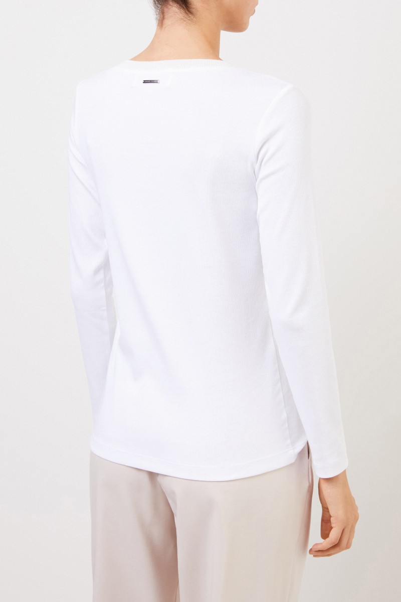 Fabiana Filippi Baumwoll-Longsleeve mit Perlenverzierung Weiß