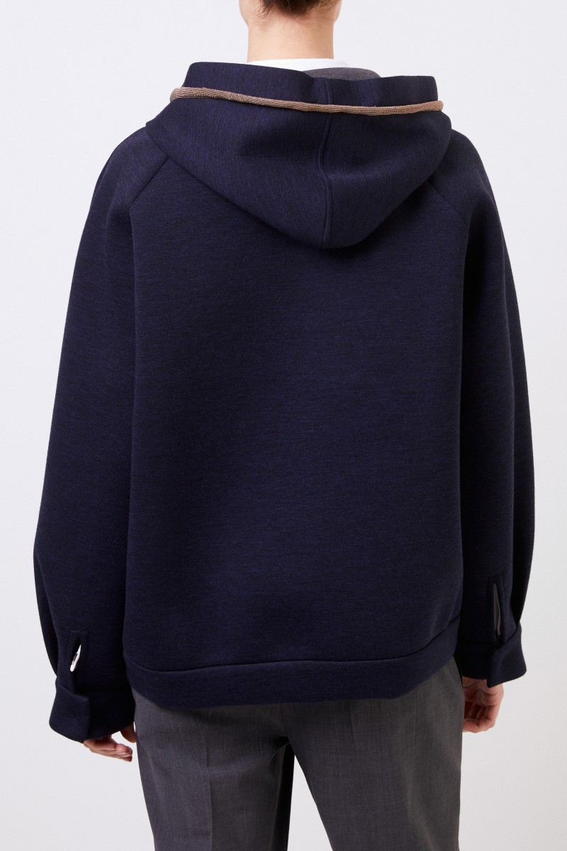 Woll-Jacke mit Perlenverzierung Marineblau