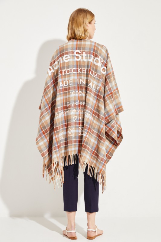 Karierter Woll-Poncho 'Cassiar Poncho' Grau/Beige