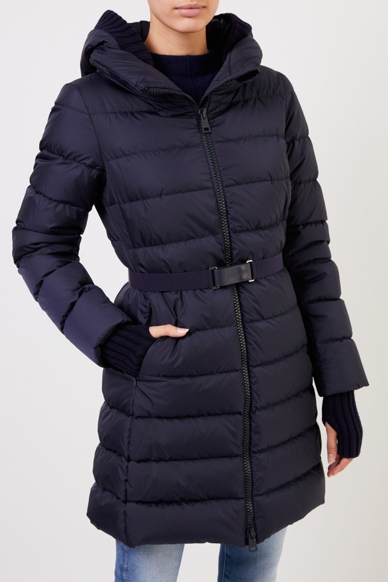 Herno Daunenmantel mit Strickdetails Marineblau