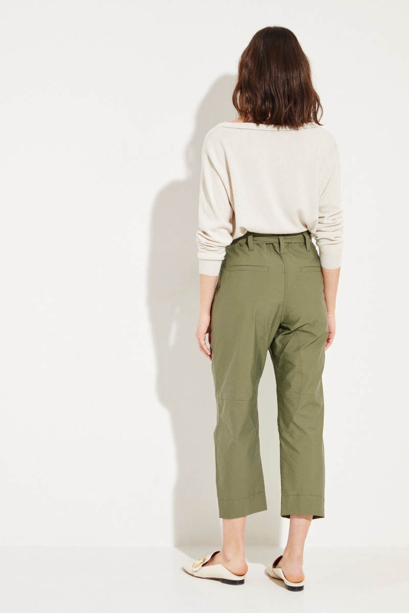 Baumwoll-Hose mit Gürtel Grün