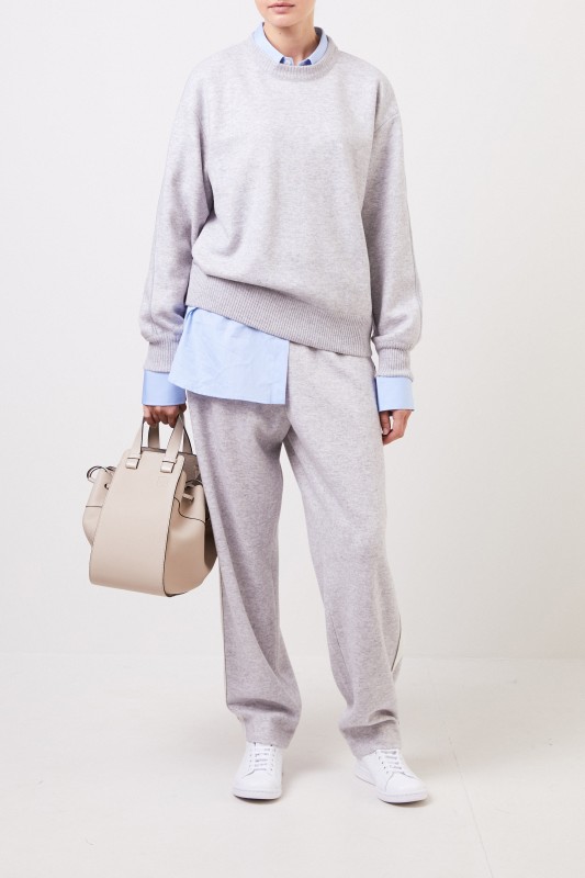 Klassischer Cashmere-Pullover Hellgrau