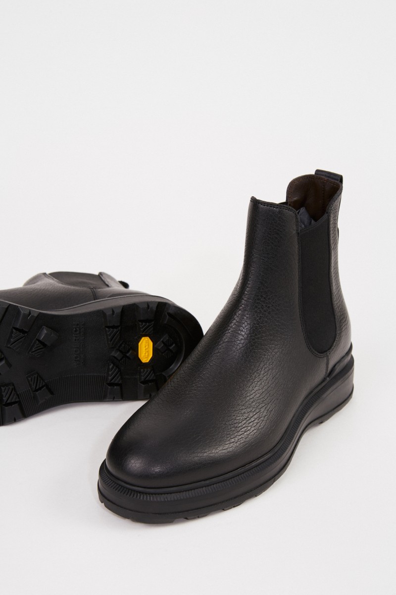 Woolrich Leder-Chelsea Boots Schwarz