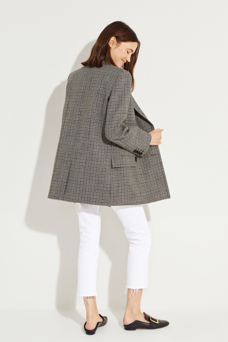 Karierter Woll-Blazer Schwarz/Grau