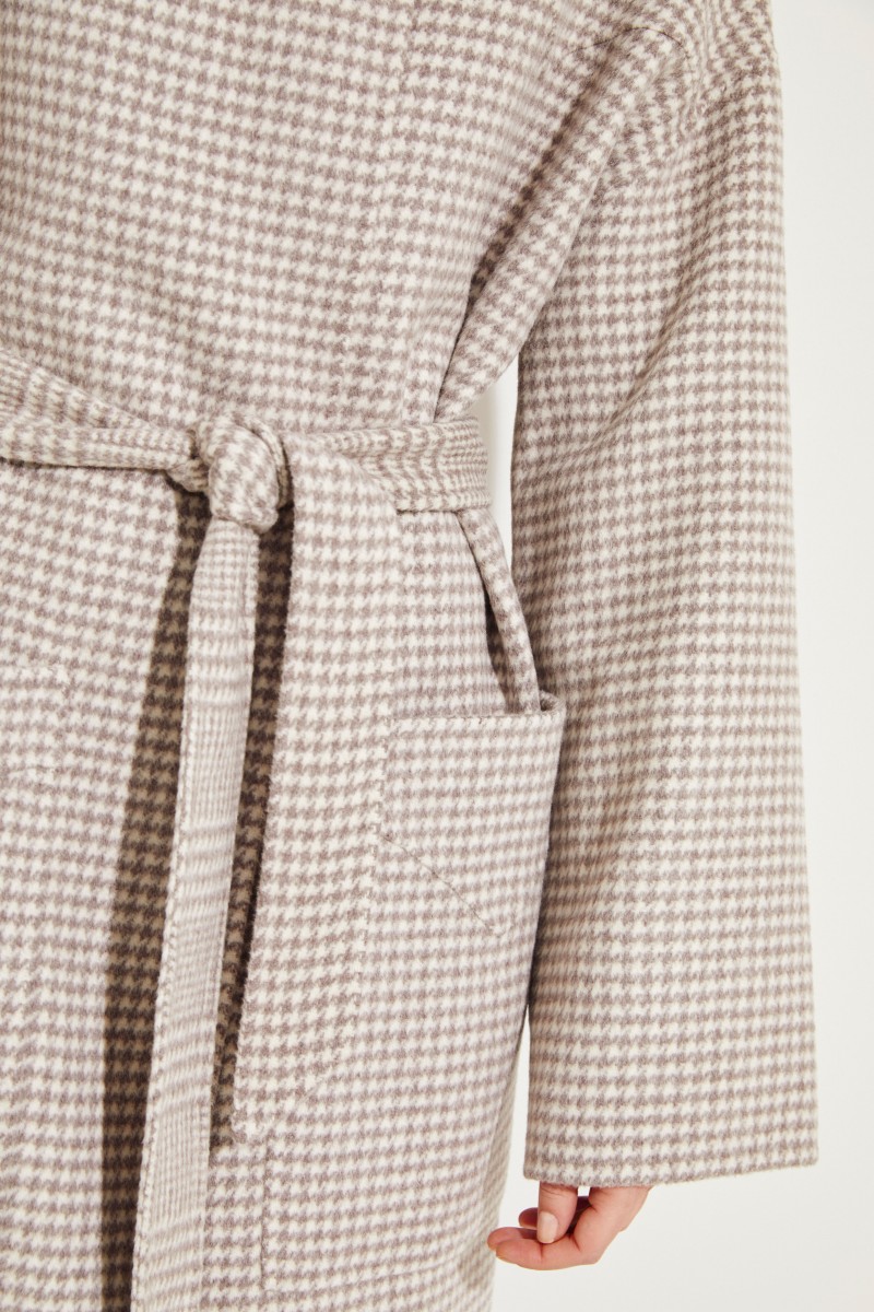 Woll-Cashmere-Mantel 'Alamo' mit Gürtel Grau/Créme