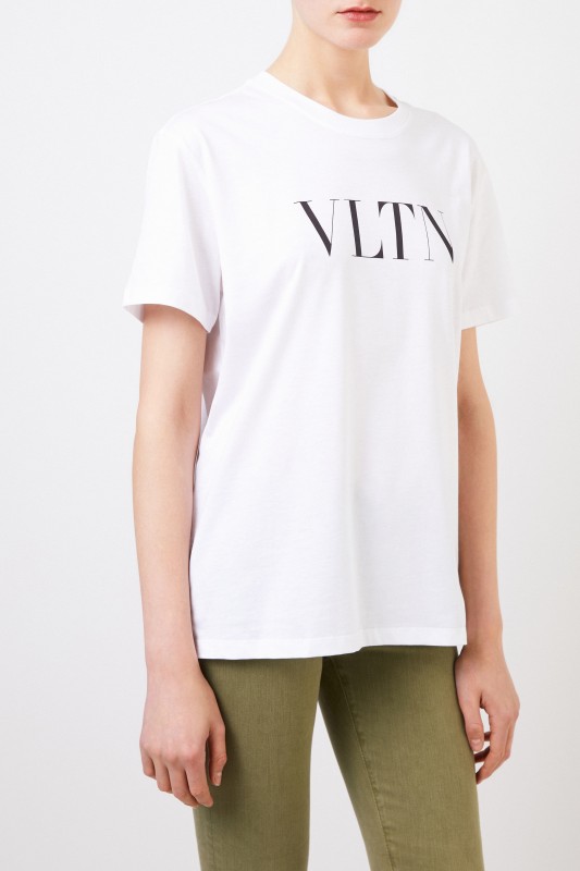 T-Shirt mit VLTN-Logo Weiß/Schwarz