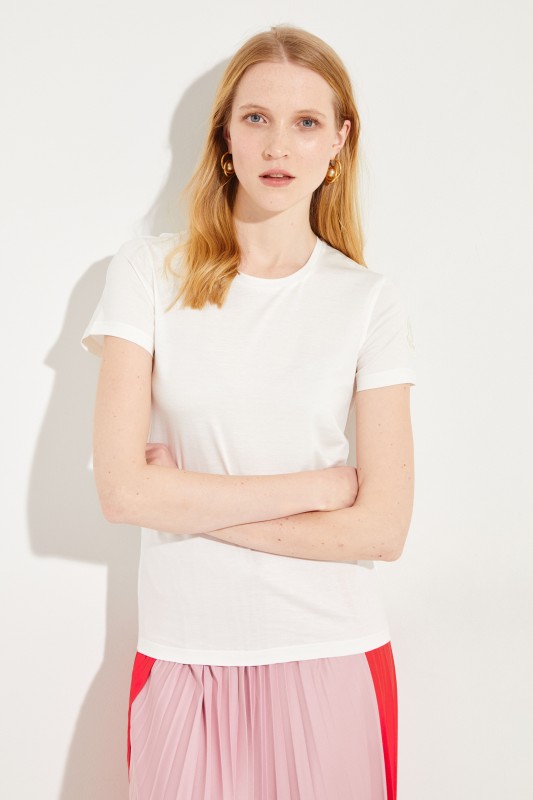 Baumwoll-Shirt mit Logo Crèmeweiß