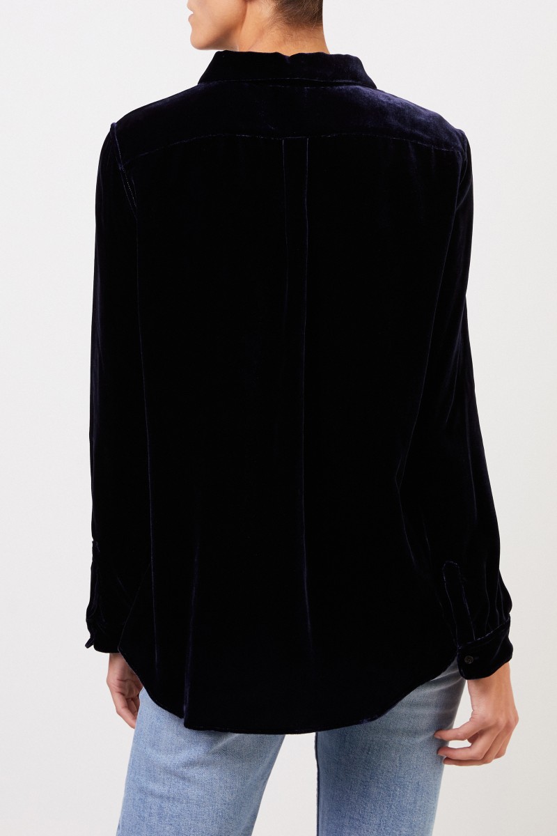 Aspesi Samt-Bluse Marineblau