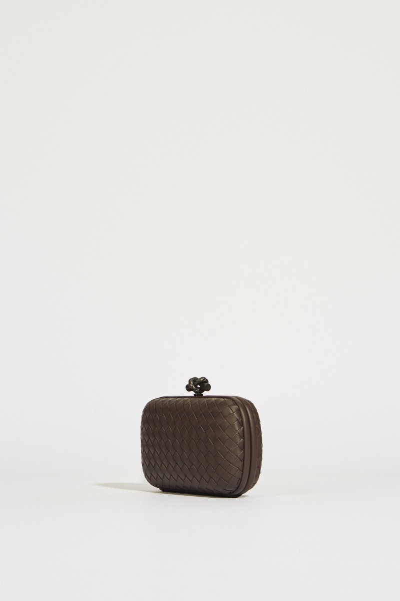 Geflochtene Lederclutch 'Knot' Braun