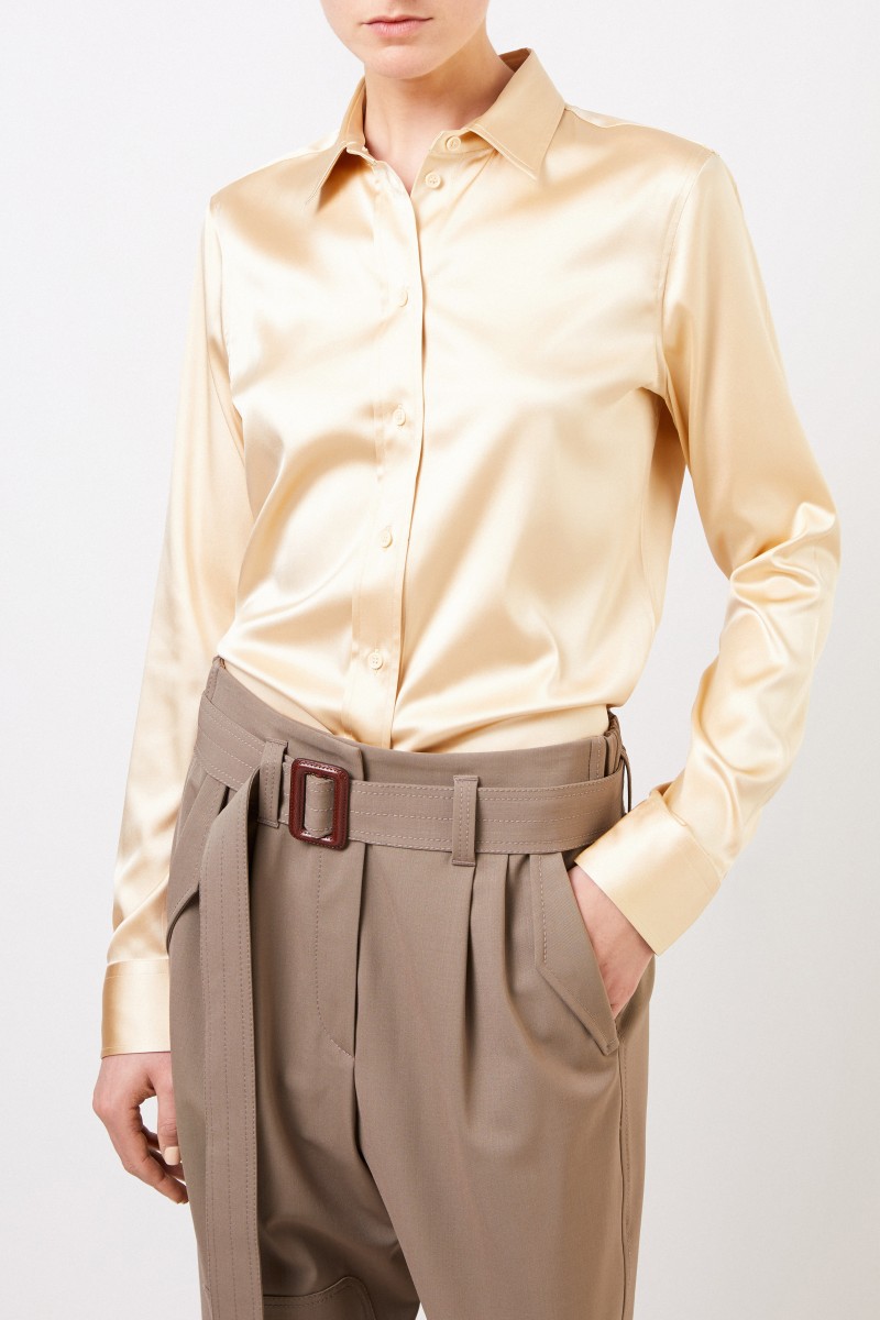 Bottega Veneta Klassische Seiden-Bluse Champagner
