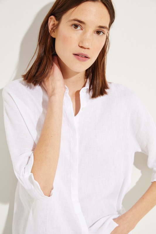 Leinen-Bluse Weiß