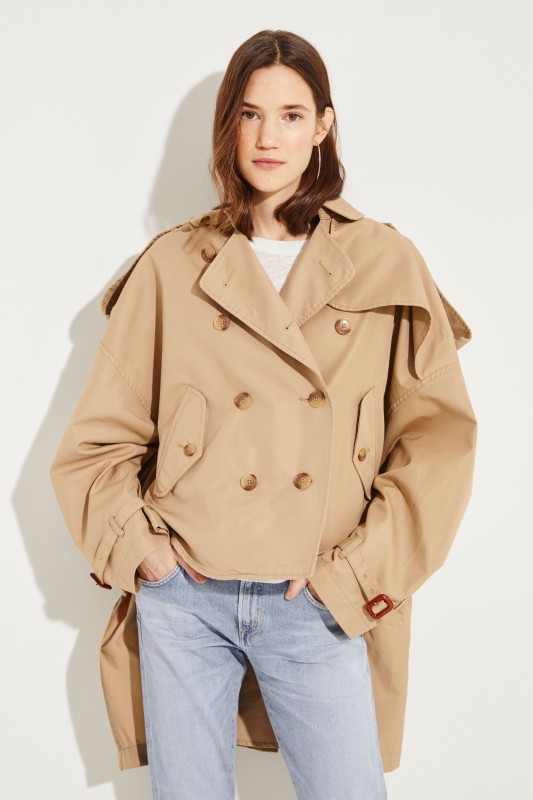 Baumwoll-Jacke 'Tuck-in-Trench' Beige