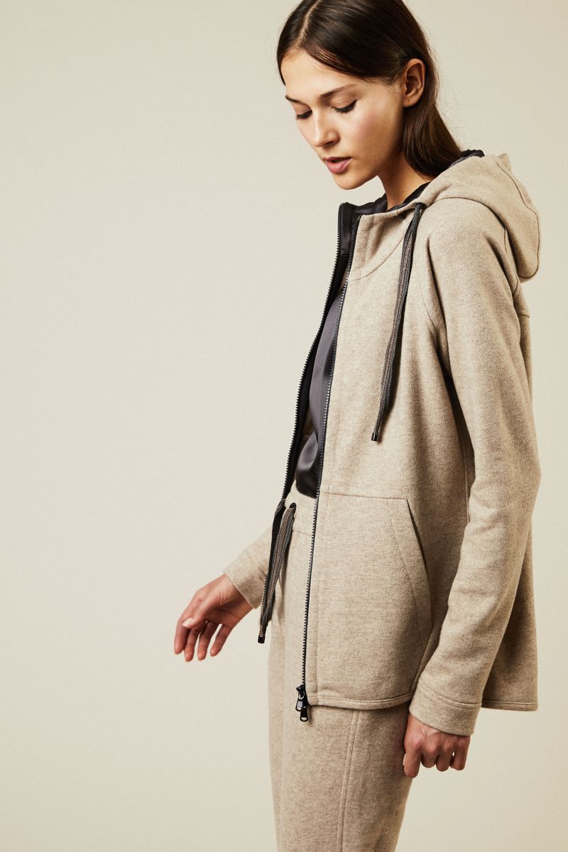 Cashmere-Jogginganzug mit Perlendetails Beige