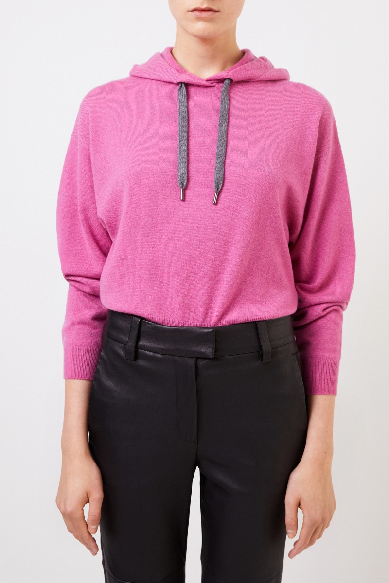 Brunello Cucinelli Cashmere-Pullover mit Kapuze Pink
