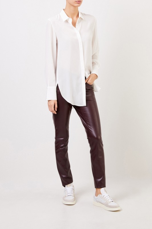 Cambio Classic leather trousers 'Ray' Bordeaux