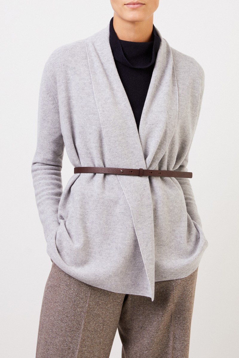 Fabiana Filippi Woll-Seiden-Cardigan mit Gürtel Grau