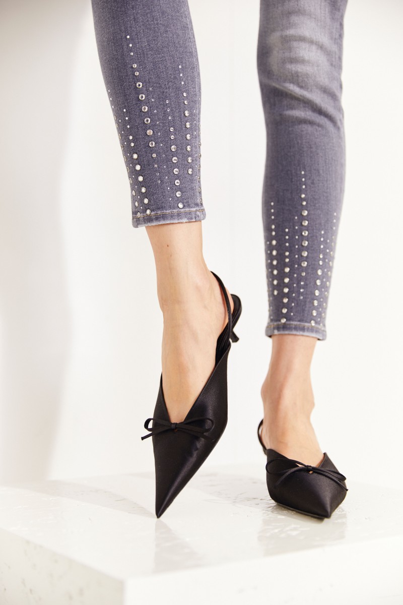 Skinny-Jeans 'The Skinny Crop' mit Glitzerbesatz Grau