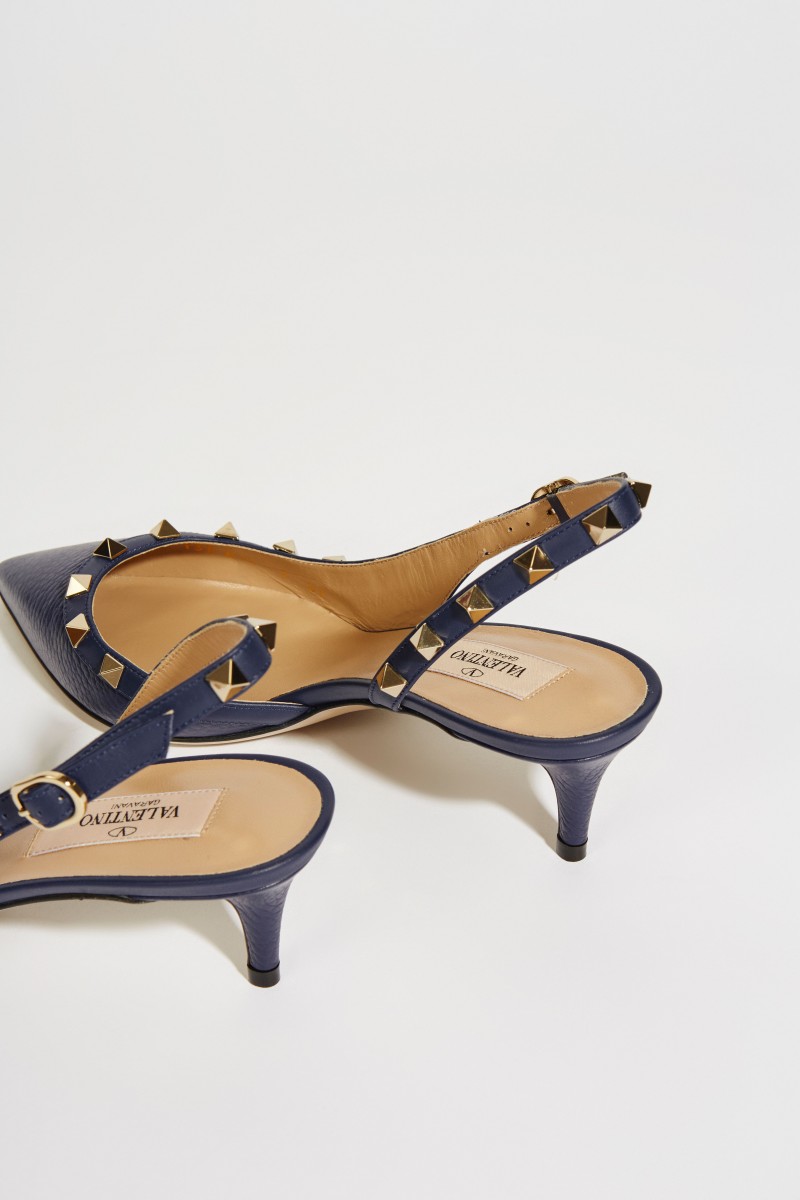 Slingback mit Nietendetails Blau