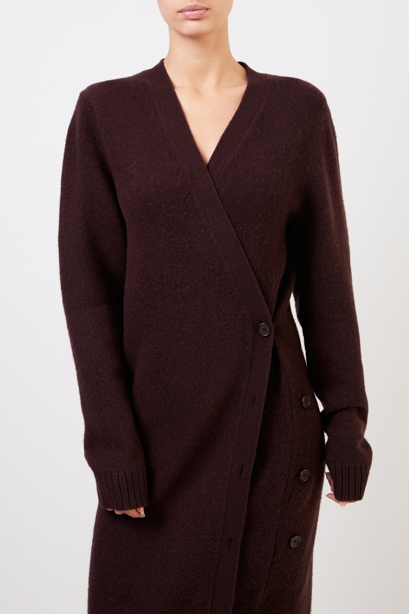 Langer Woll-Cardigan Dunkelbraun