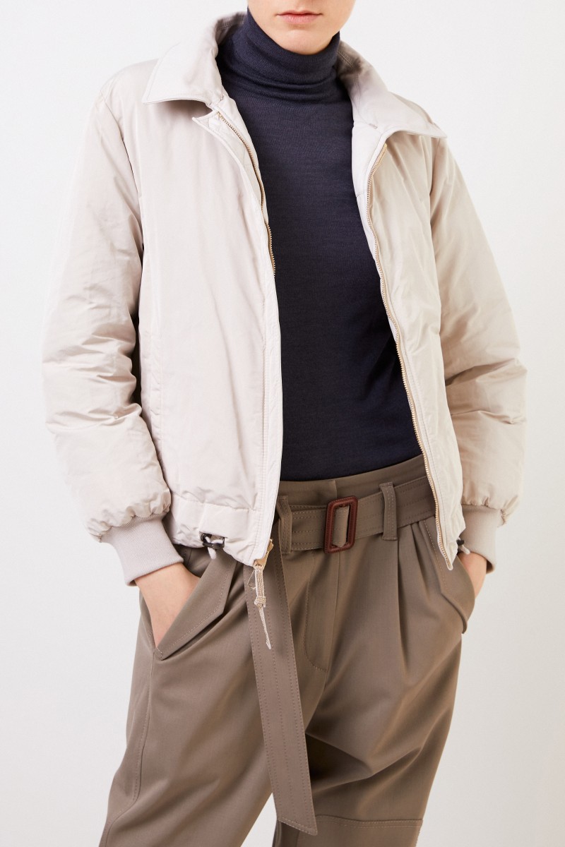 Brunello Cucinelli Gefütterte Wende-Lederjacke mit Fellkragen Beige