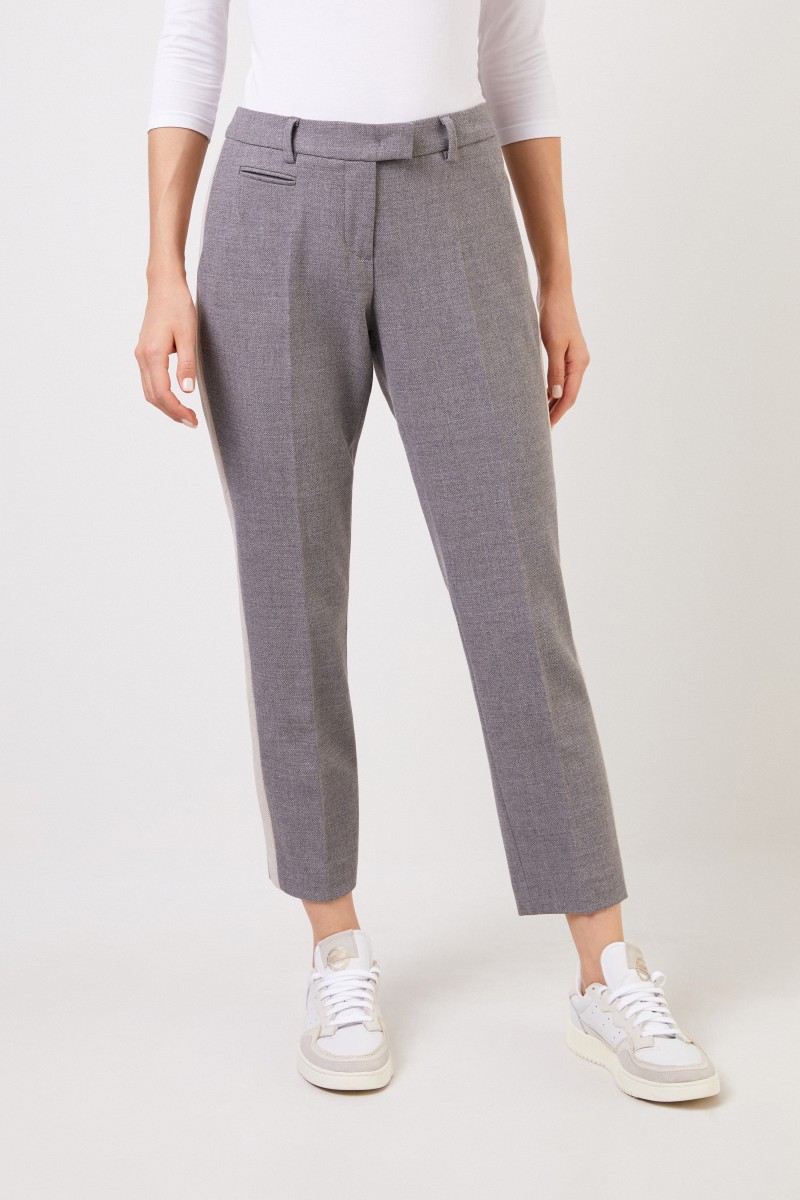 Seductive Hose mit Streifendetails 'Vicky Stripe' Grau/Beige