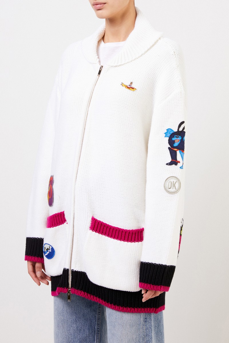 Stella McCartney Woll-Cardigan mit Patches Weiß/Multi