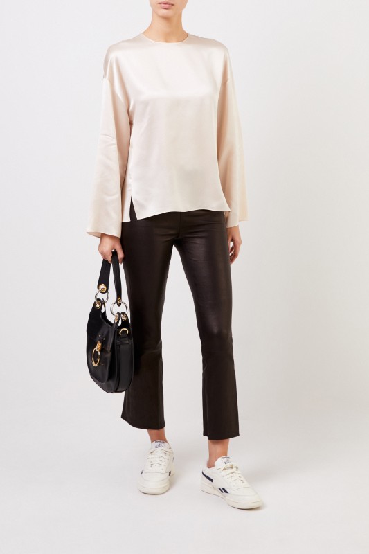 Klassische Seidenbluse Beige