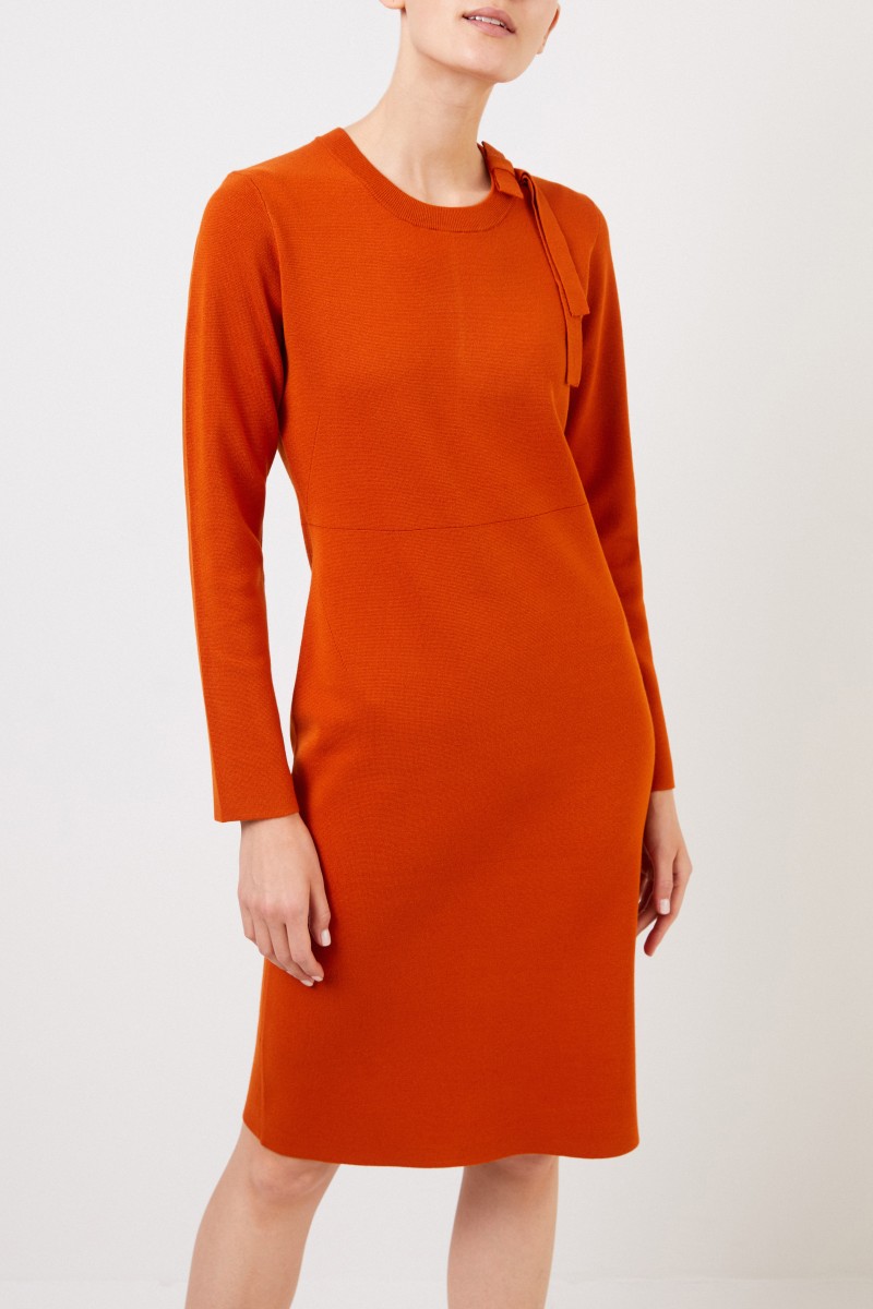 Steffen Schraut Midi-Strickkleid mit Schleifen-Detail Orange