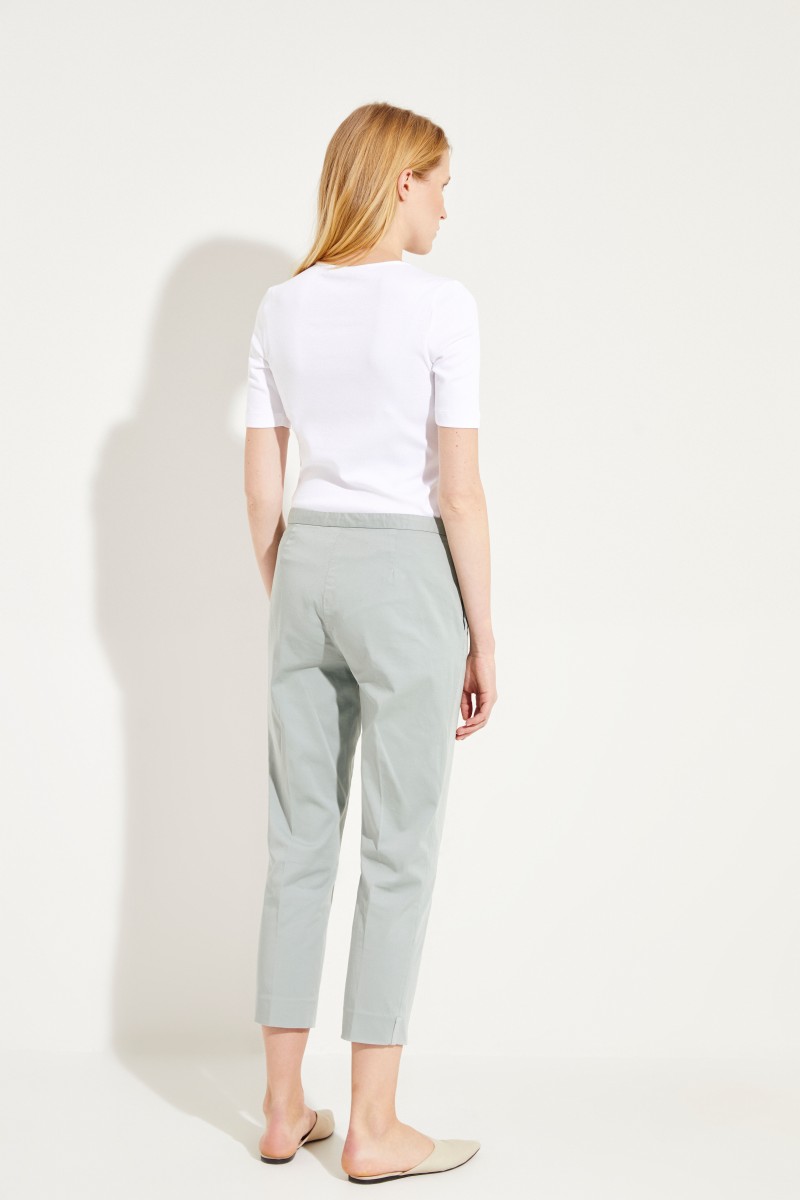 Baumwoll-Hose mit Perlenverzierung Salbei