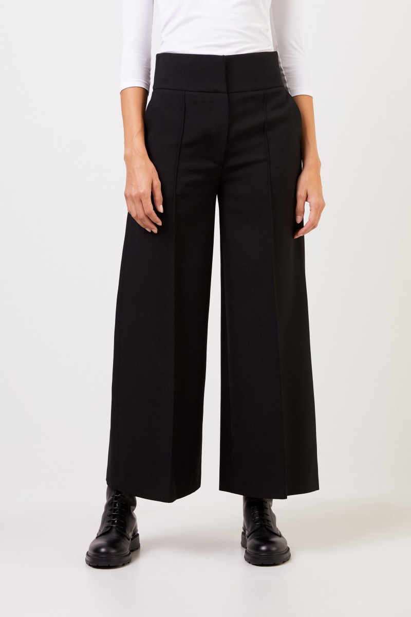 Stella McCartney Woll-Hose mit weitem Bein Schwarz