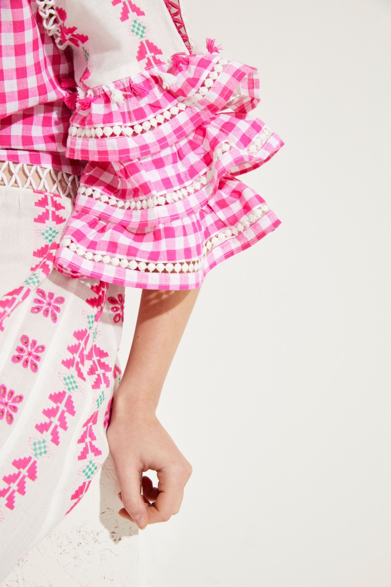 Kleid 'Lola' mit Stickdetails Fuchsia/Multi