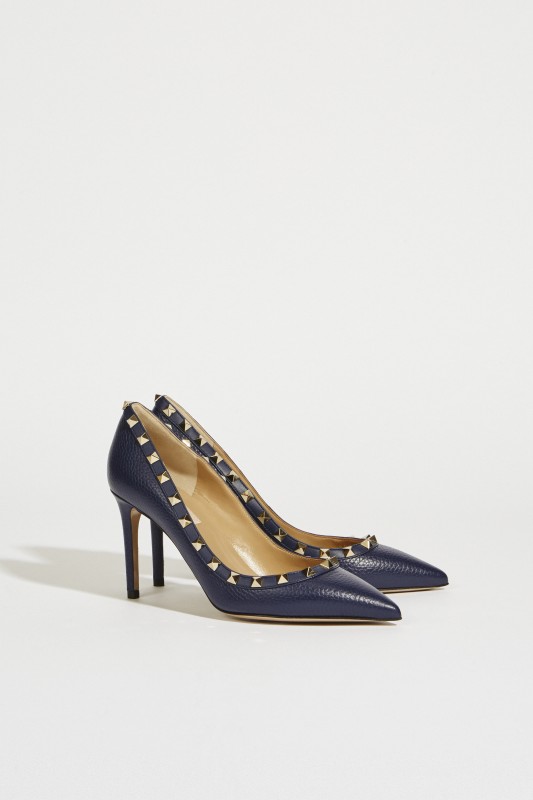 Nietenbesetzte Pumps 'Rockstud' Marineblau
