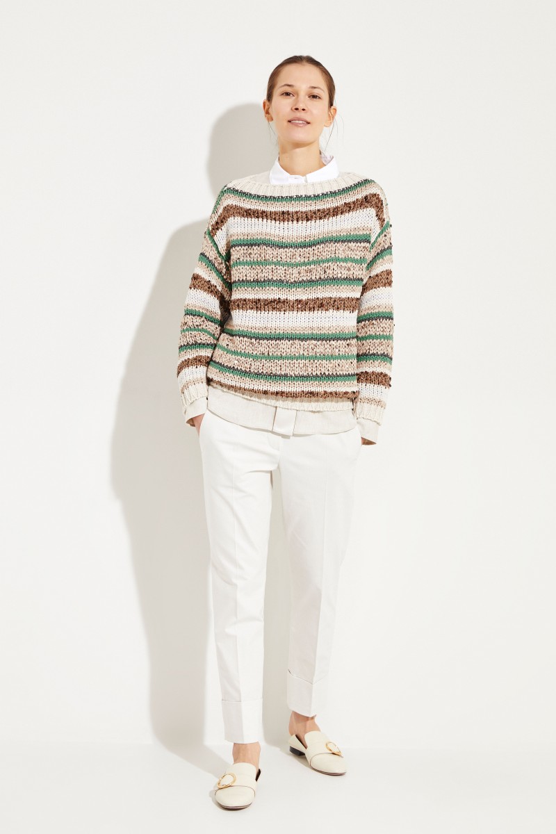 Gestreifter Baumwoll-Pullover Multi