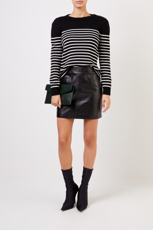 Saint Laurent Kurzer Lederrock Schwarz