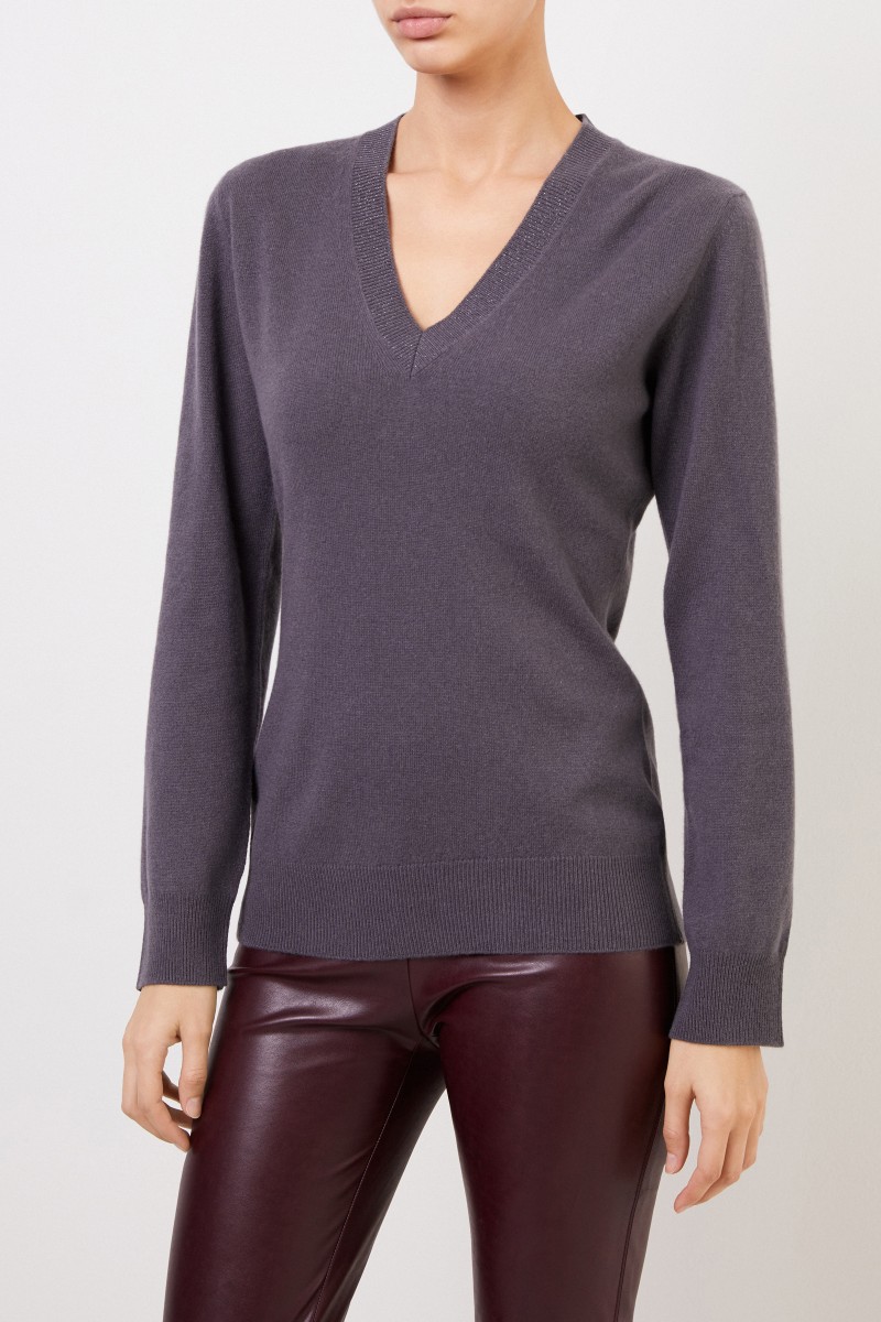 Fabiana Filippi Woll-Seiden-Pullover mit Lurex-Detail Graphit