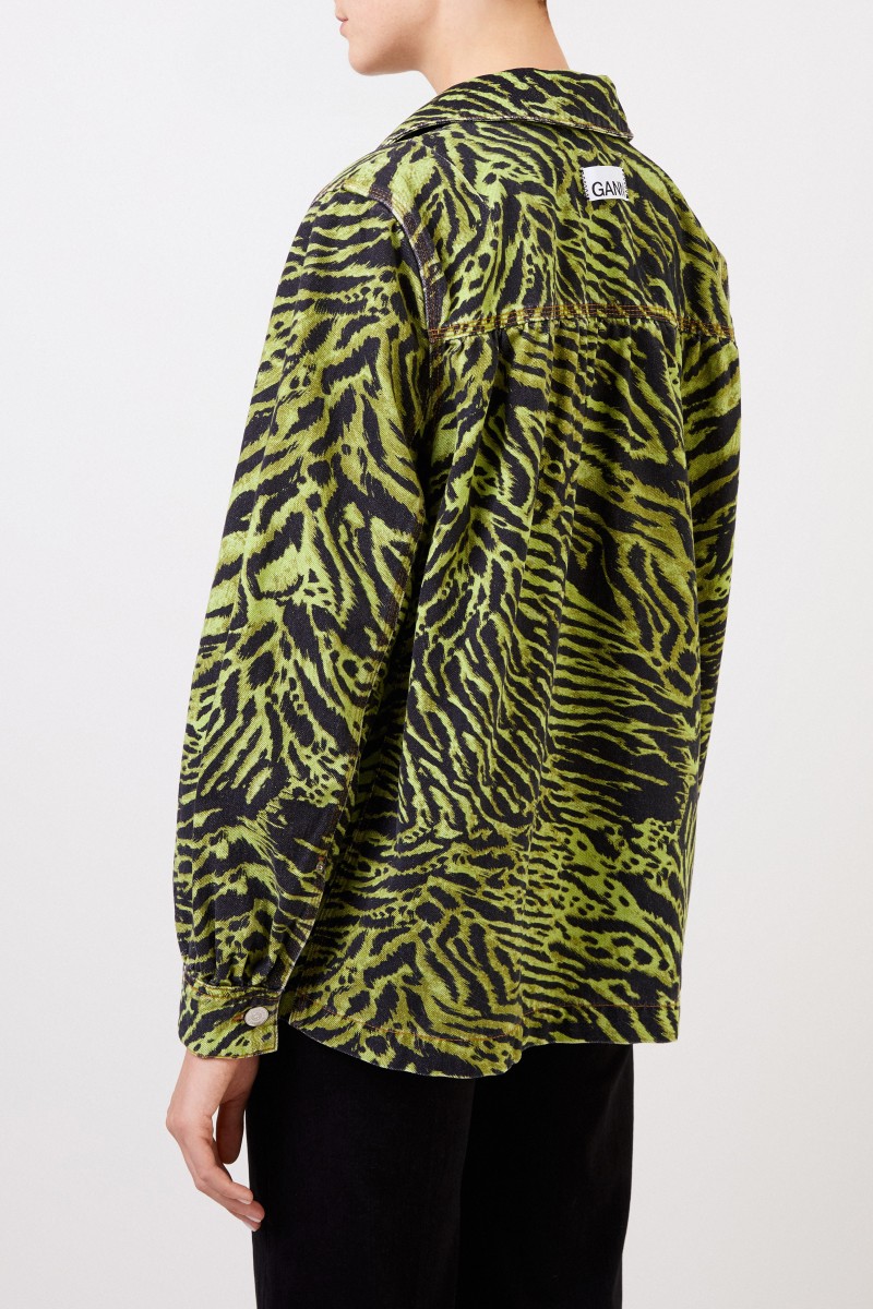 Jeansjacke mit Tiger-Print Grün/Schwarz