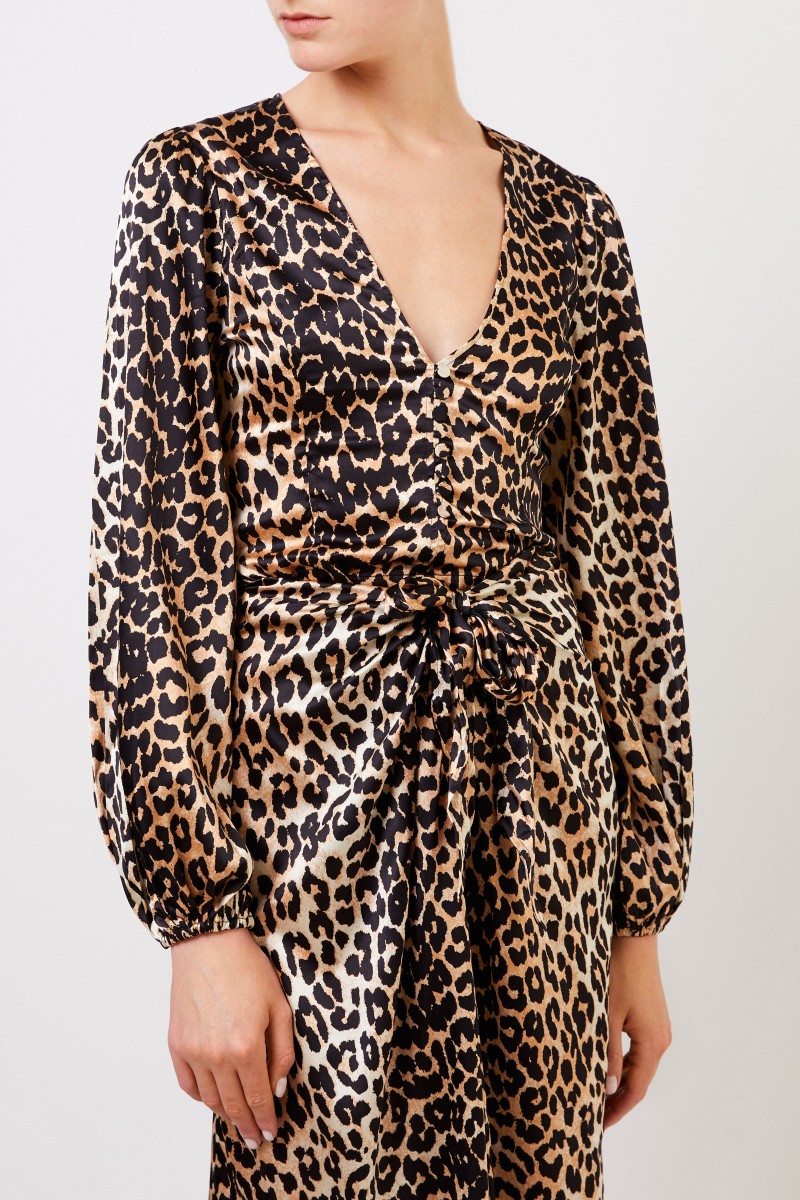 Seiden-Bluse mit Leoprint Multi