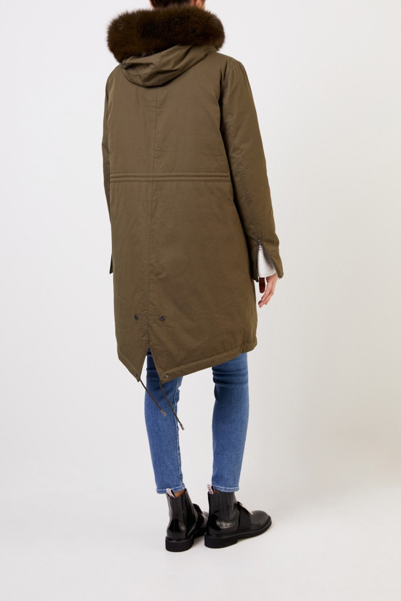 Army by Yves Salomon Parka mit Pelzkragen Olivgrün