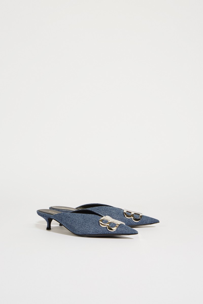 Pantolette mit Kitten-Absatz Blau
