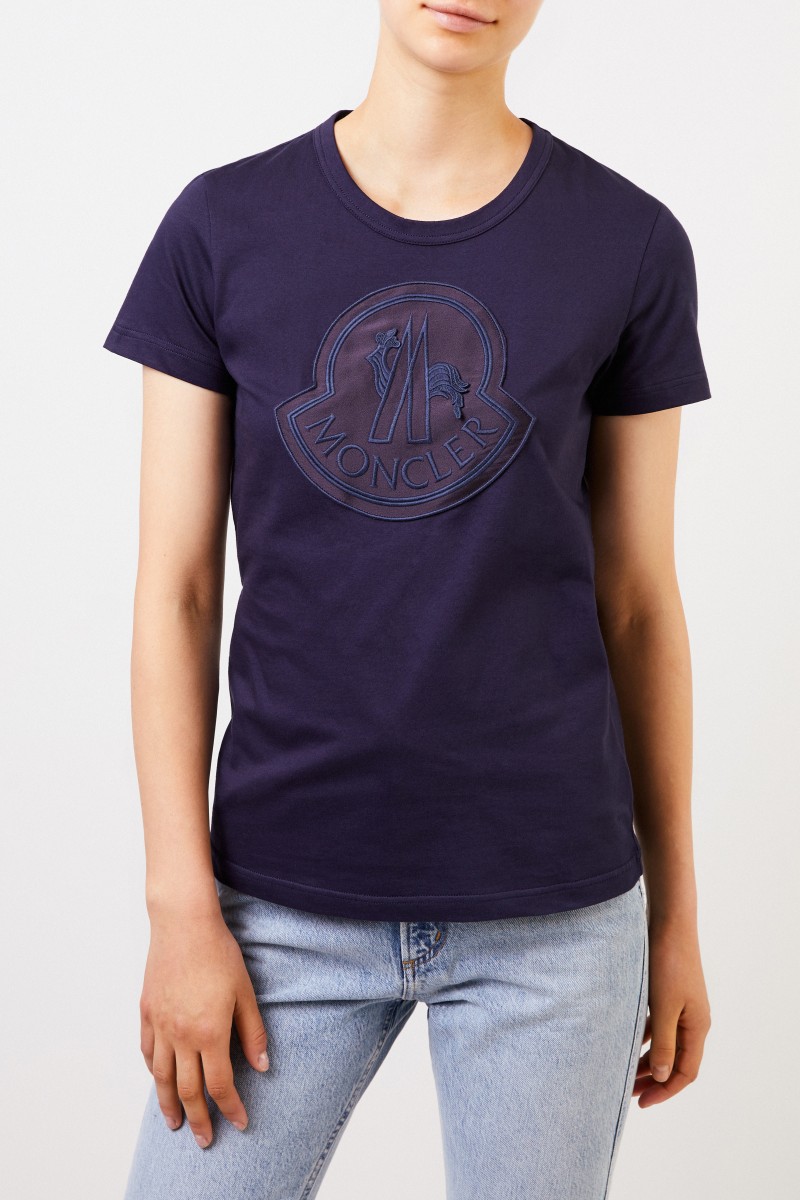 Moncler Baumwoll-Shirt mit Logo Marineblau