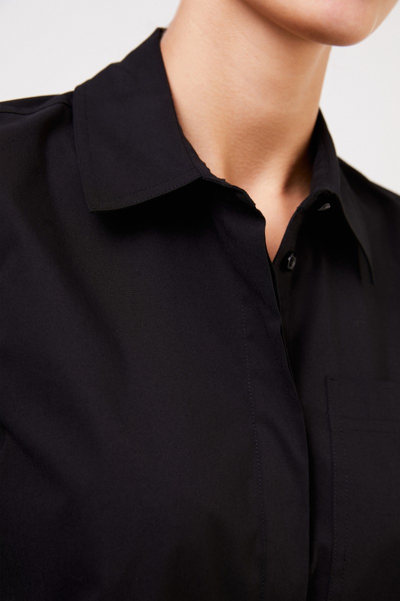 Steffen Schraut Klassische Bluse mit breiten Manschette Schwarz