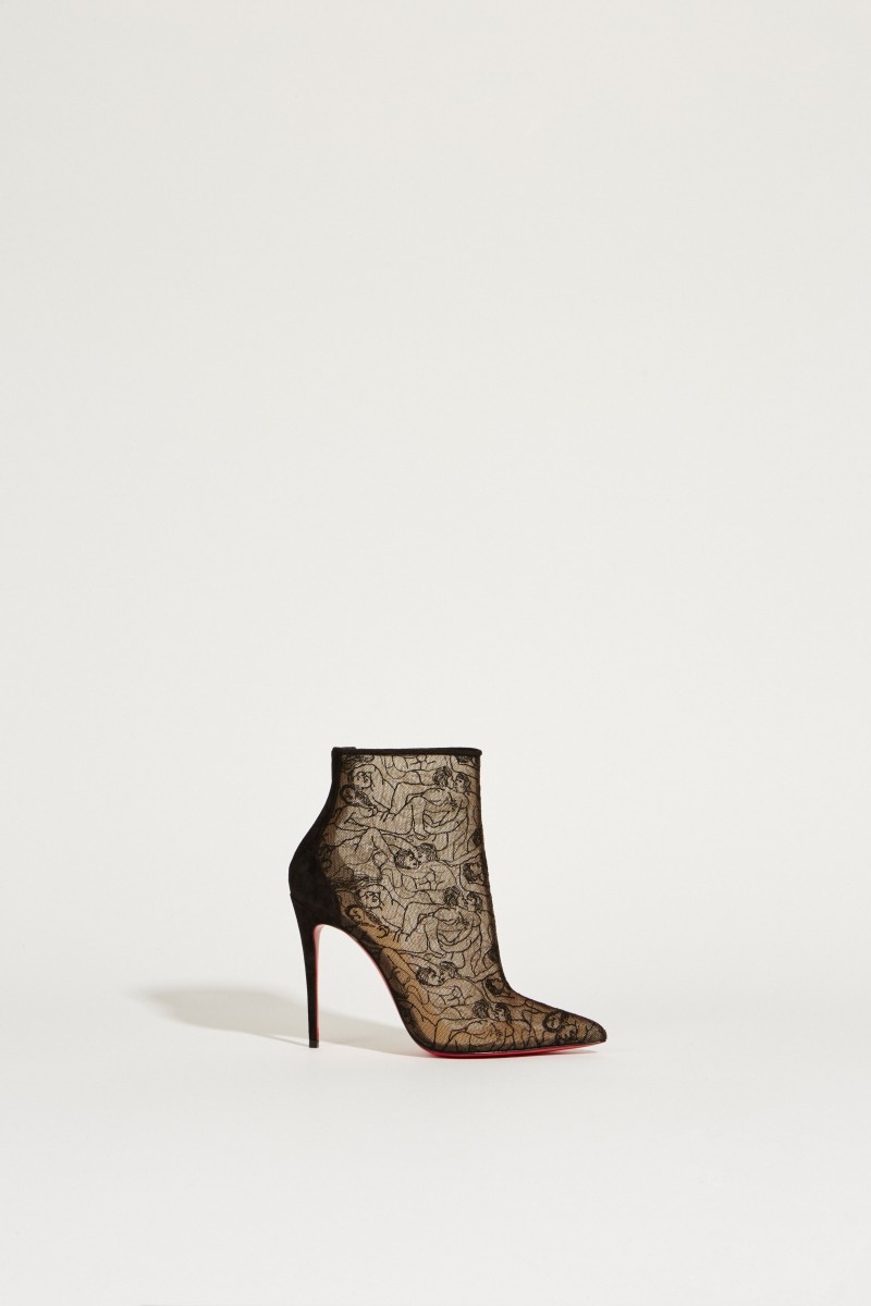 Stiefelette 'Psybootie' aus Netz und Spitze Schwarz